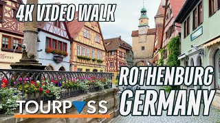 Rothenburg Germany Historic City Center Walking Tour 4K UHD Travel Video  Virtual Treadmill Walk [upl. by Haelak]